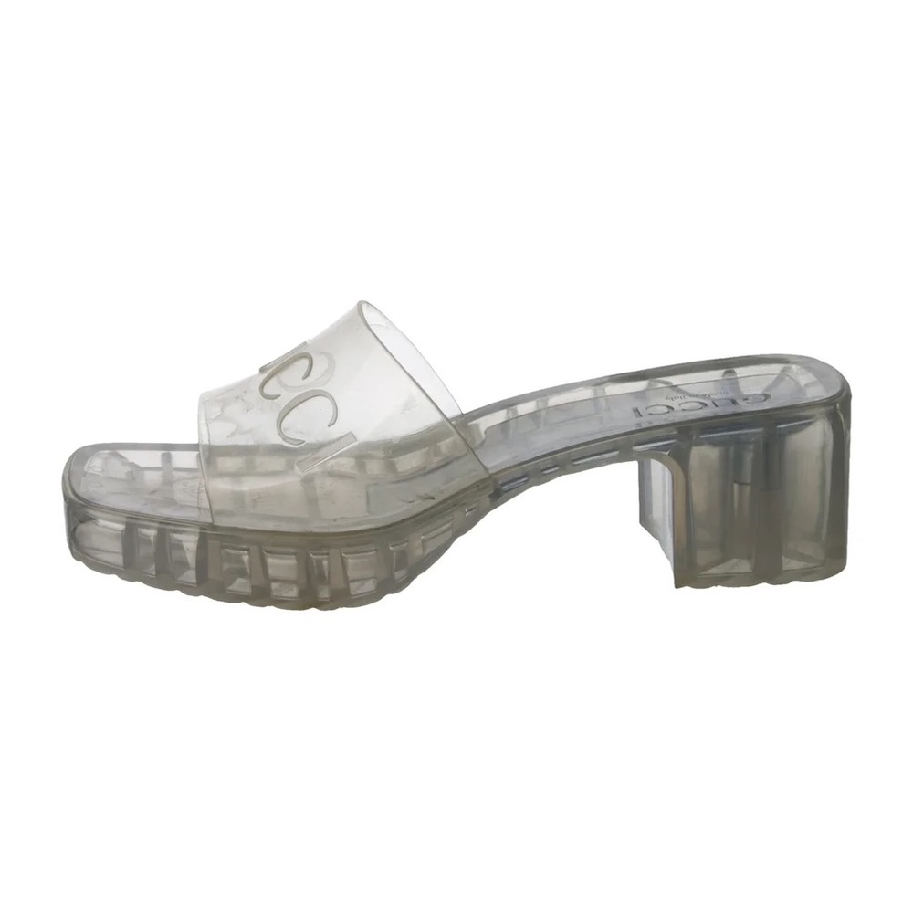 Rubber Gucci Logo Womens Platform Slide Sandals